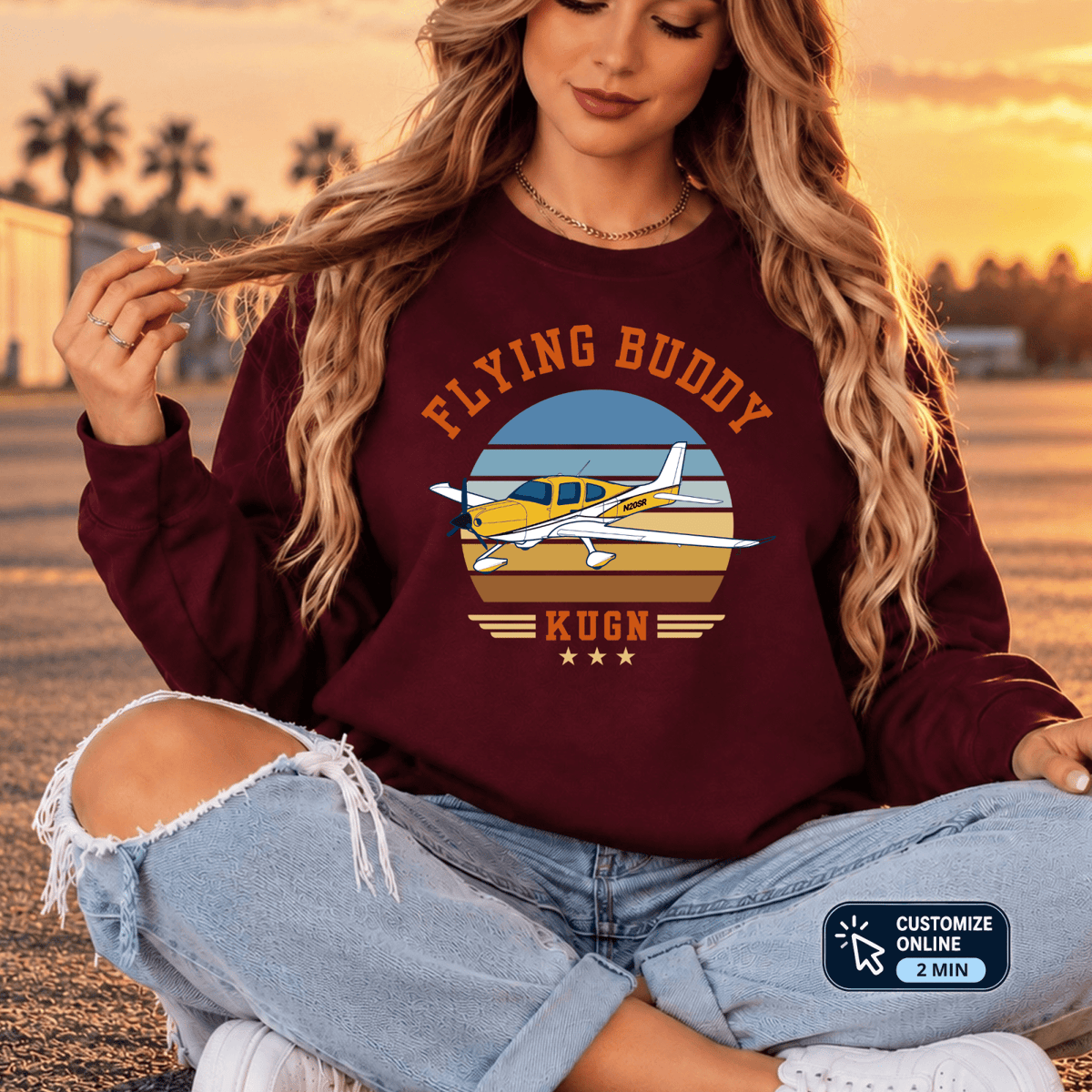 Personalized Flying Buddy Pilot Sweatshirt
