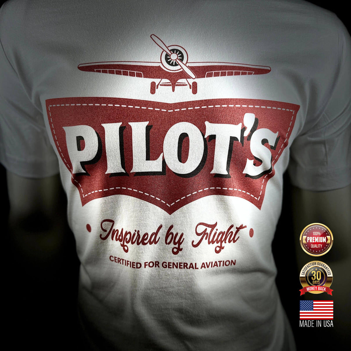 Pilot’s premium aviation T-shirt front view
