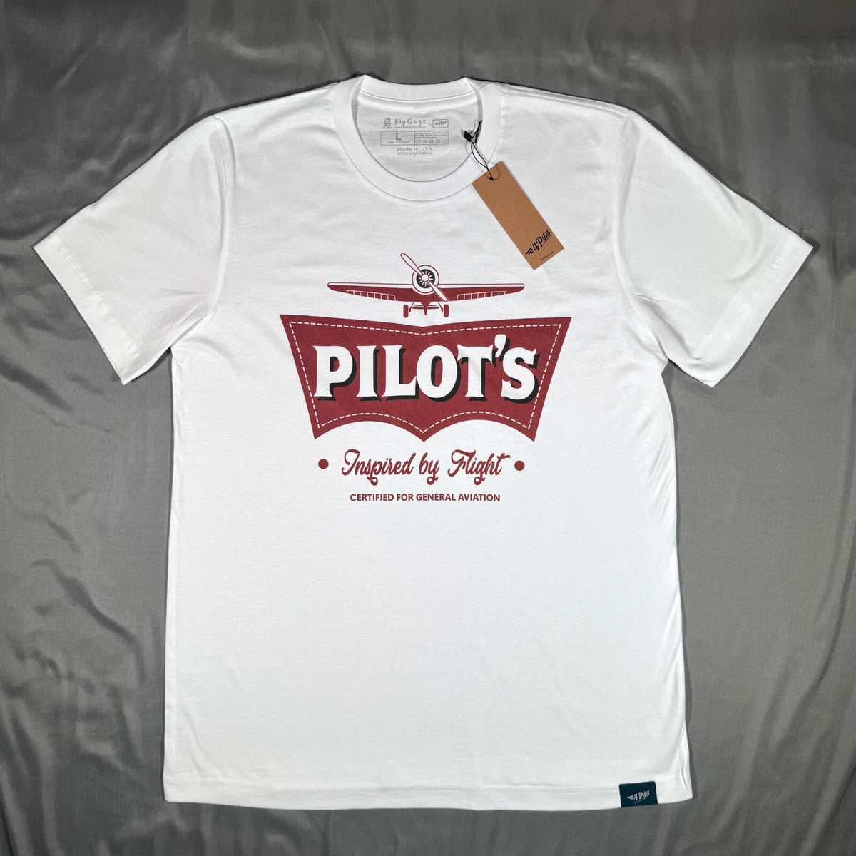 Pilot’s aviation T-shirt laid flat