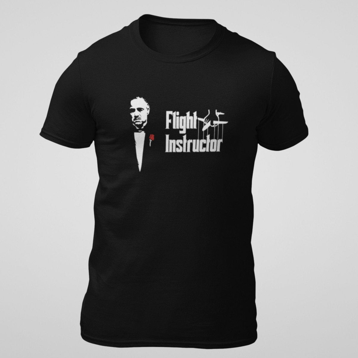 Black Flight Instructor aviation T-shirt front view