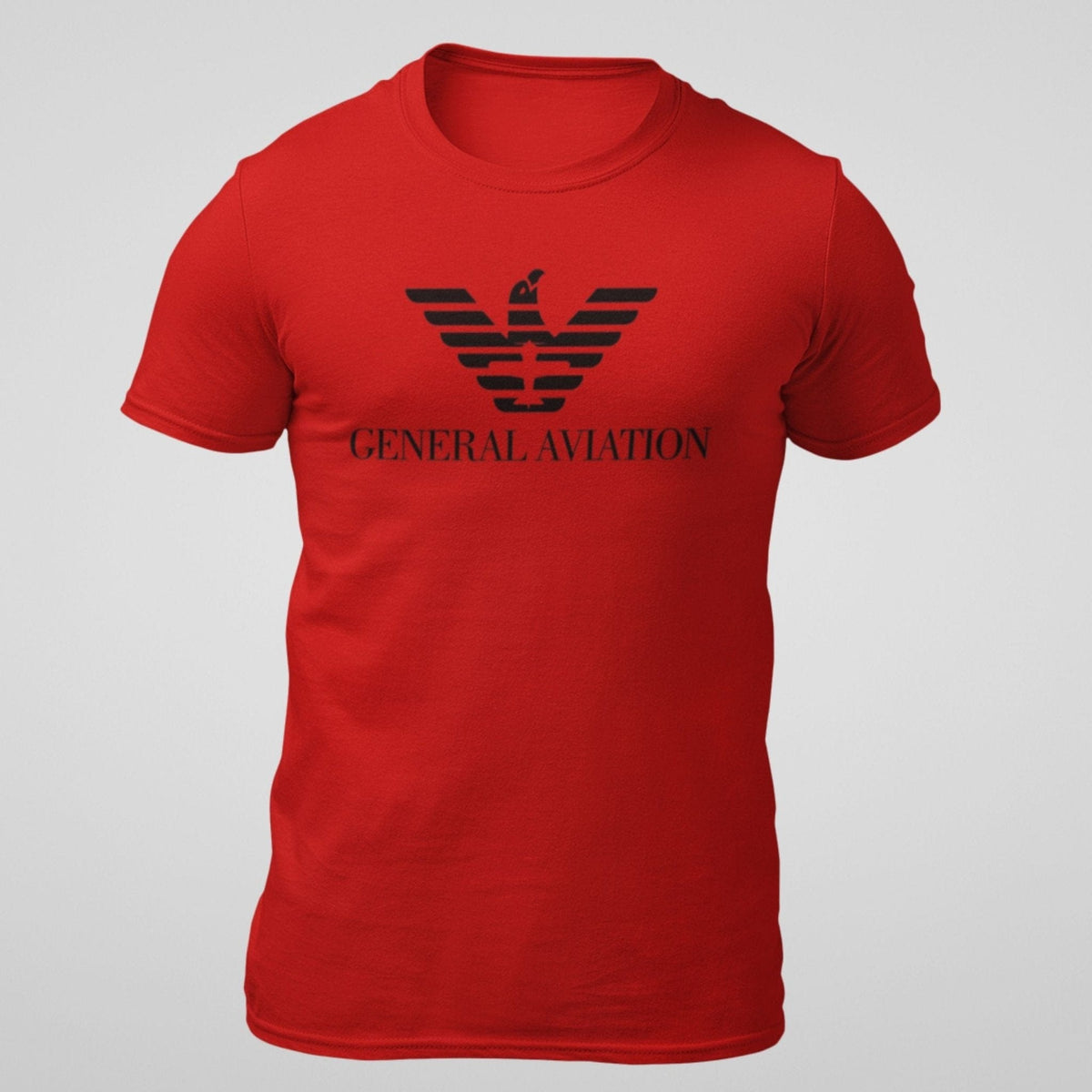 Red General Aviation logo parody T-shirt