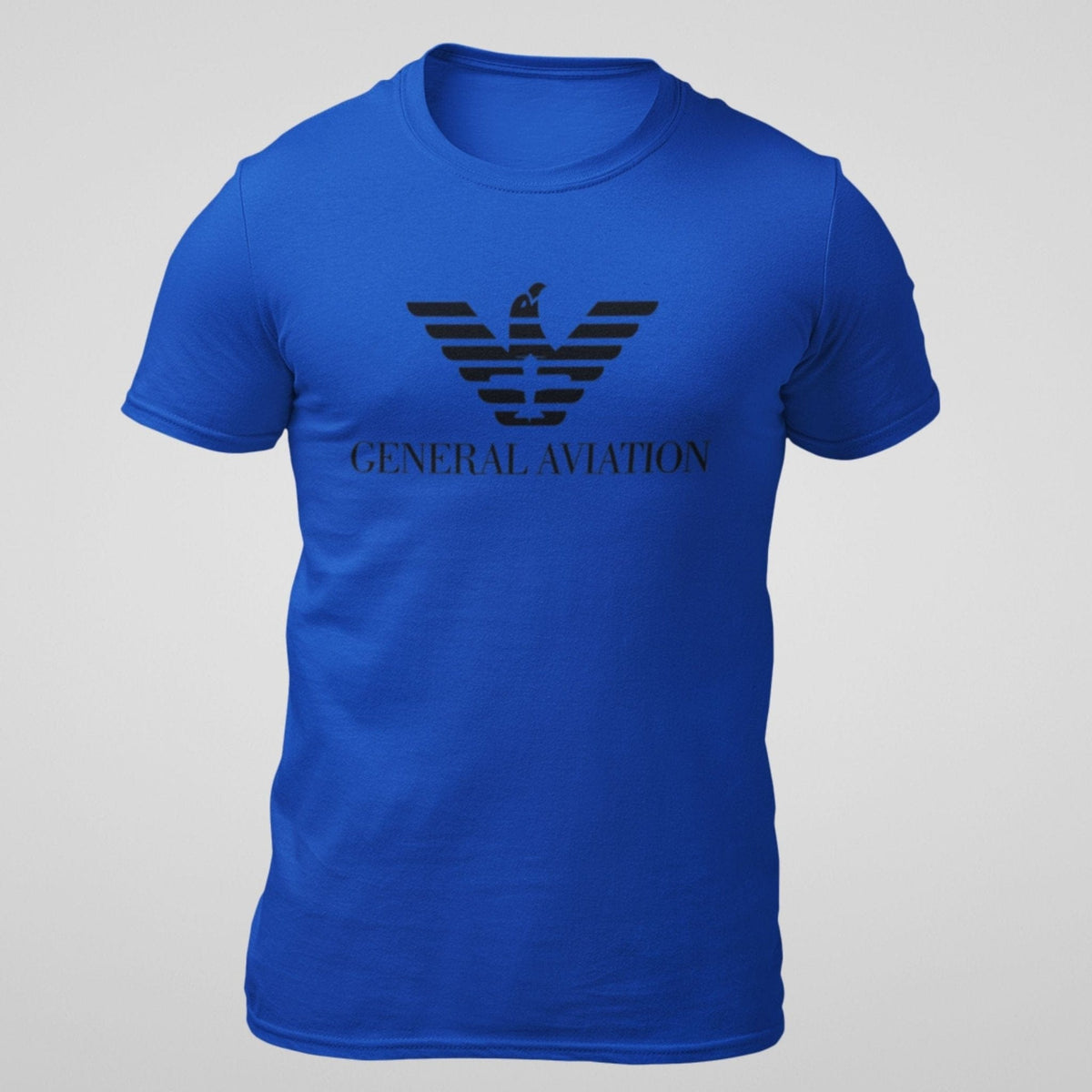 Blue General Aviation logo parody T-shirt