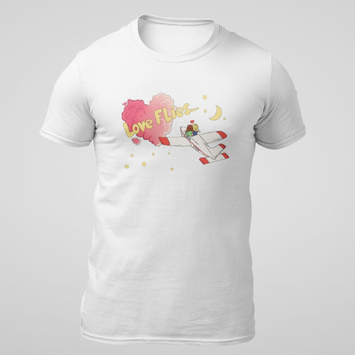 White Love Flies aviation T-shirt front view