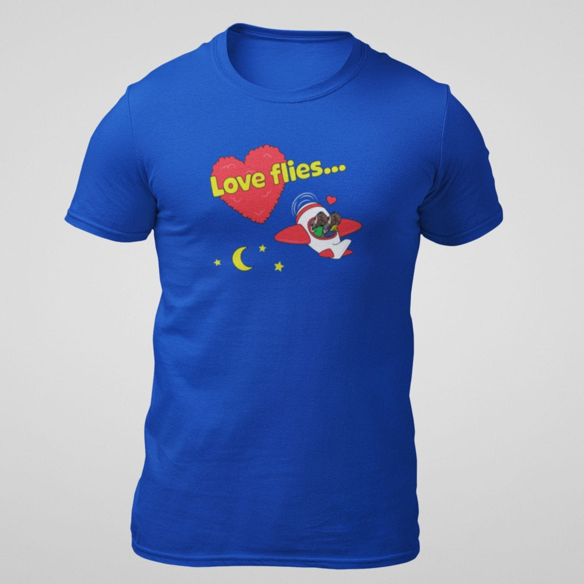Blue Love Flies V2 aviation T-shirt front view