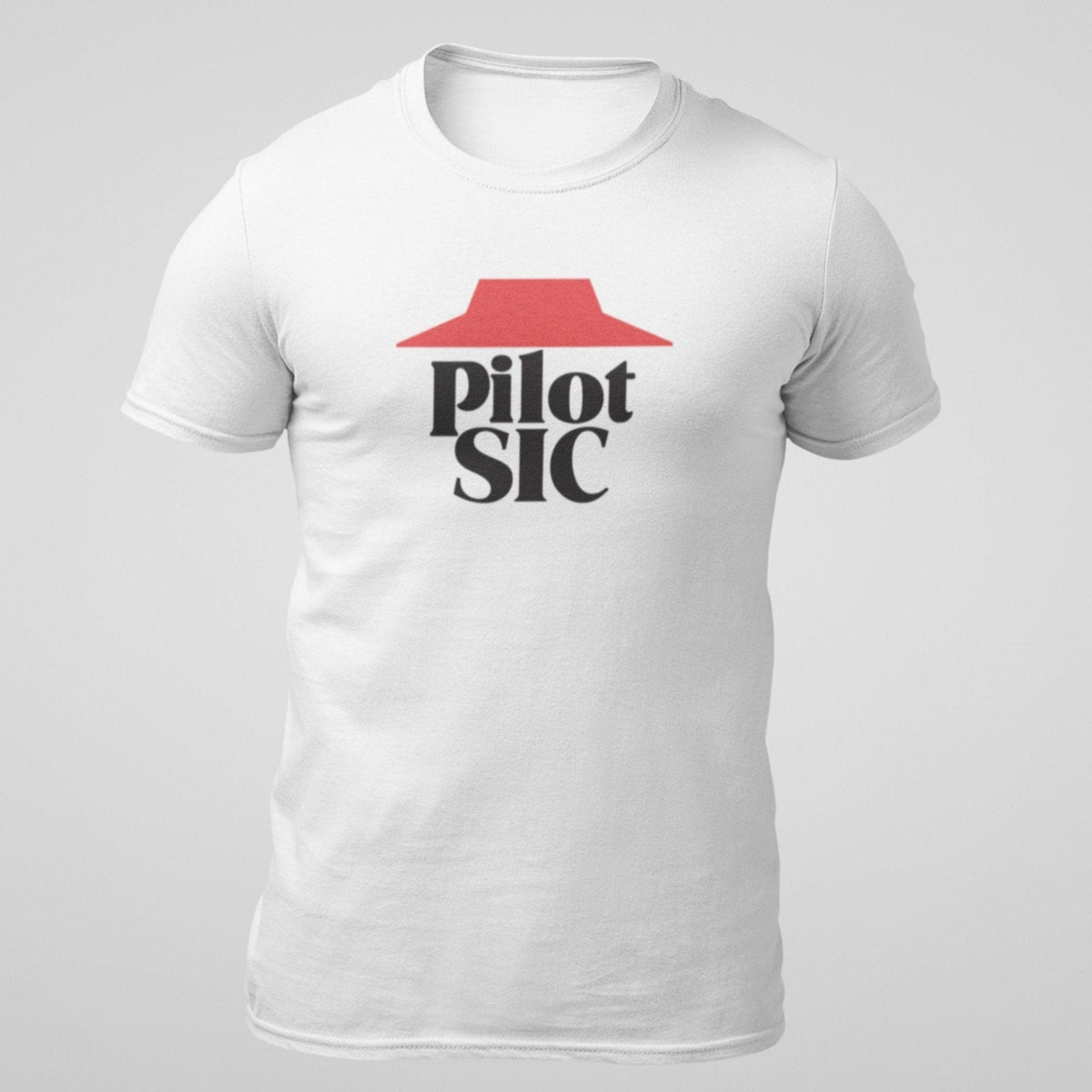 White Pilot SIC aviation T-shirt front view