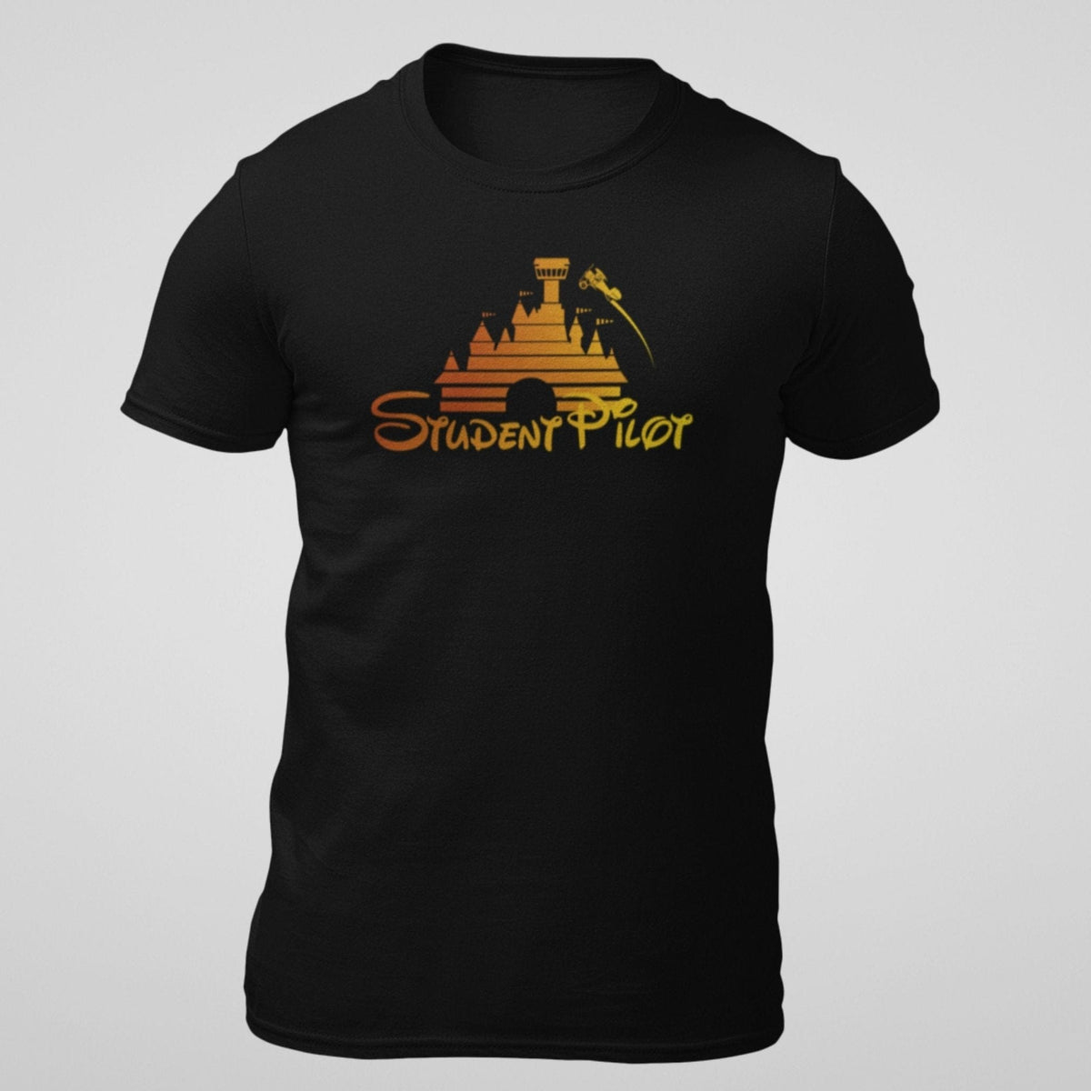 Black Student Pilot aviation T-shirt front view