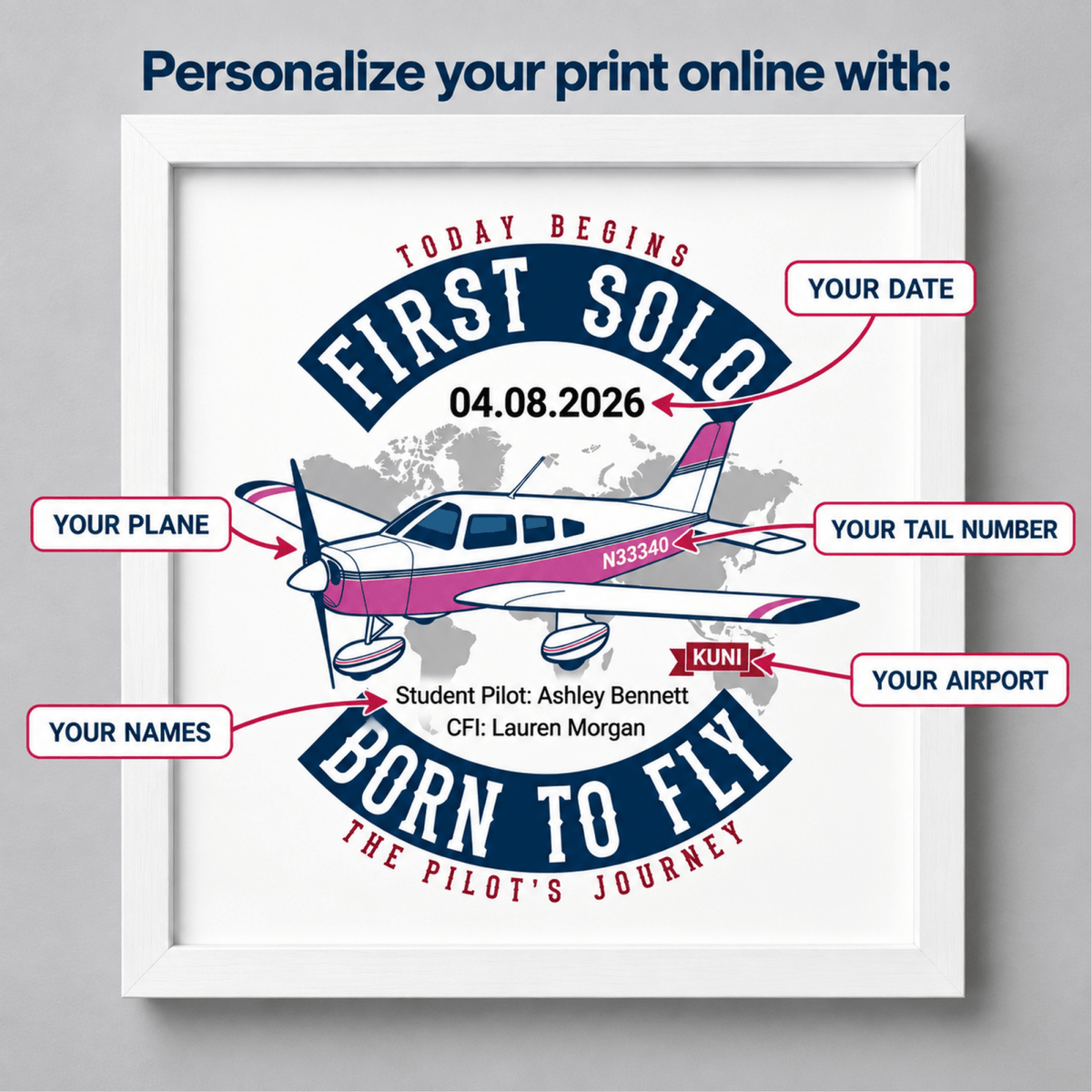 Custom First Solo Flight Print