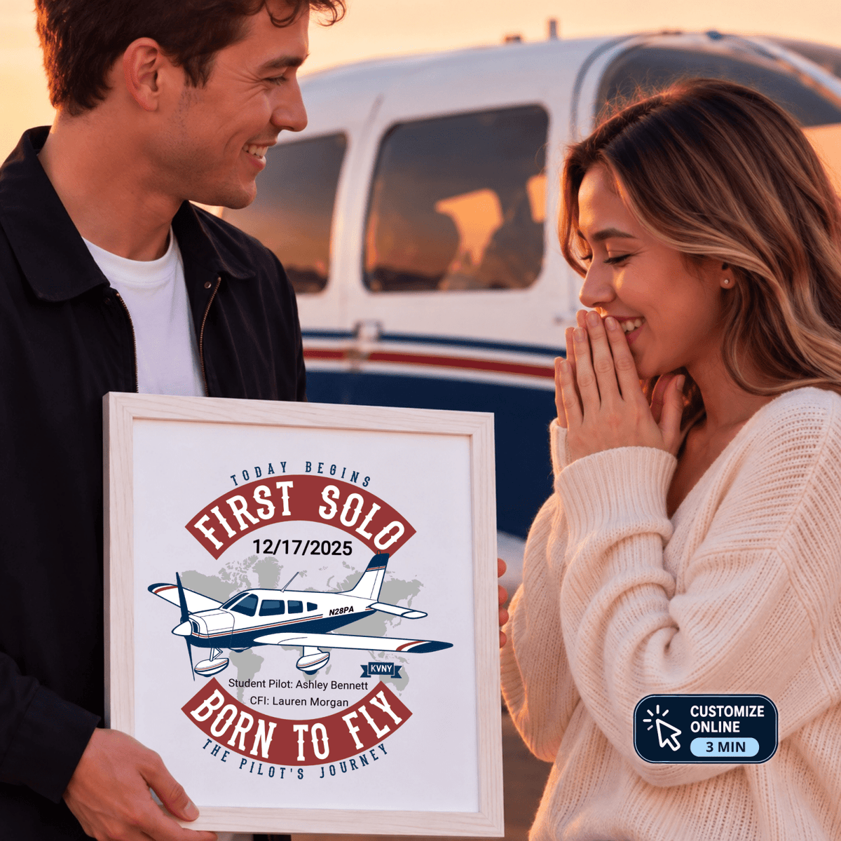 Personalized First Solo Flight Aviation Print