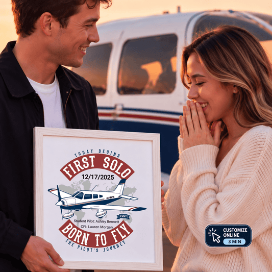Personalized First Solo Flight Aviation Print