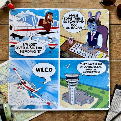 Aviation Wall Art – Funny Pilot Metal Sign, BIG LAKE-2 Comic (12x12")
