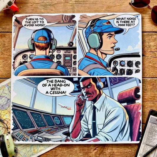 Aviation Wall Art – Funny Pilot Metal Sign, NOISE Comic (12x12")