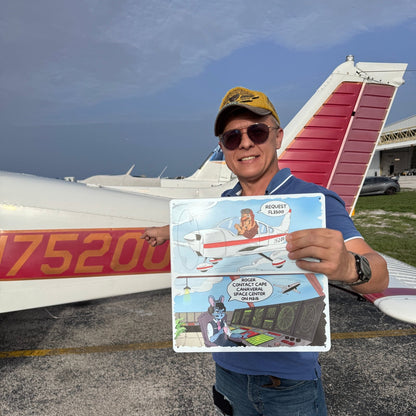 Aviation Wall Art – Funny Pilot Metal Sign, FL3500 Comic (12x12")