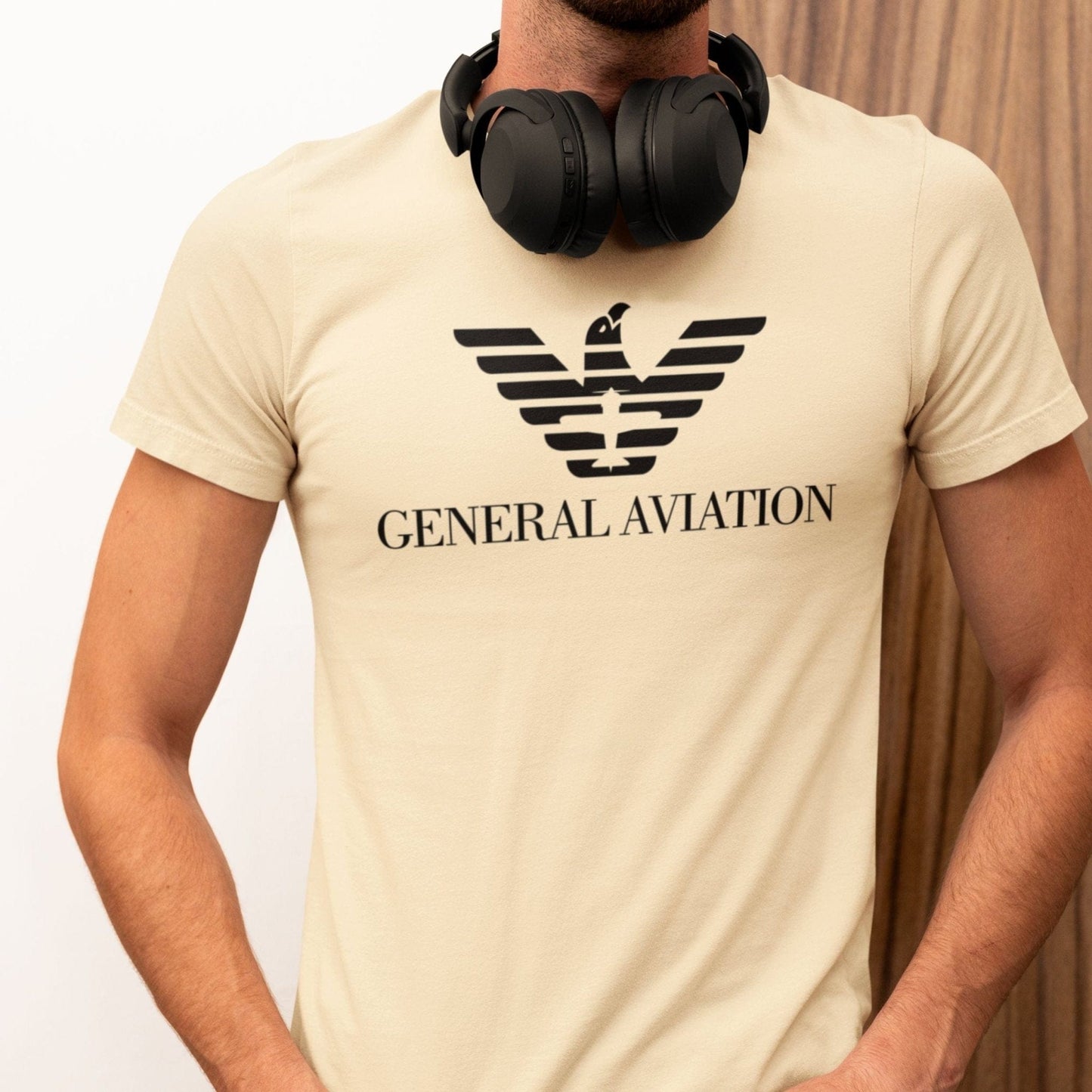 "GENERAL AVIATION" STD TEE THE PARODY HANGAR COLLECTION GENERAL AVIATION T-SHIRT FOR PILOT S / Natural PILOT GIFT