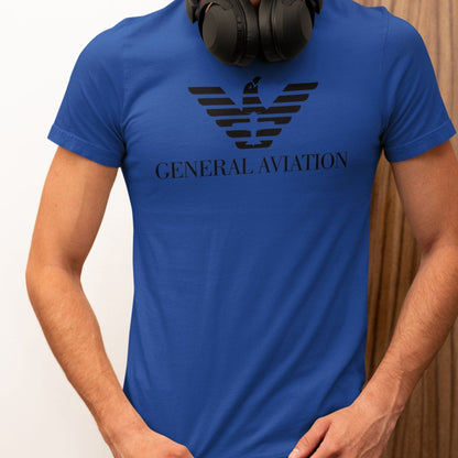 "GENERAL AVIATION" STD TEE THE PARODY HANGAR COLLECTION GENERAL AVIATION T-SHIRT FOR PILOT S / Blue PILOT GIFT