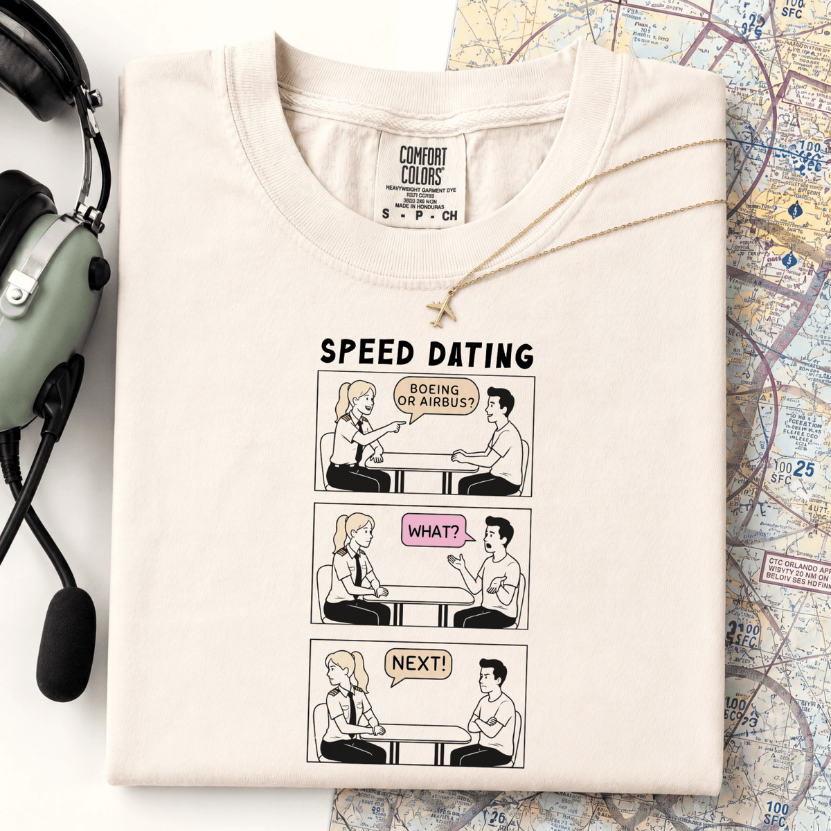 Piper or Cessna Speed Dating T-shirt design close-up